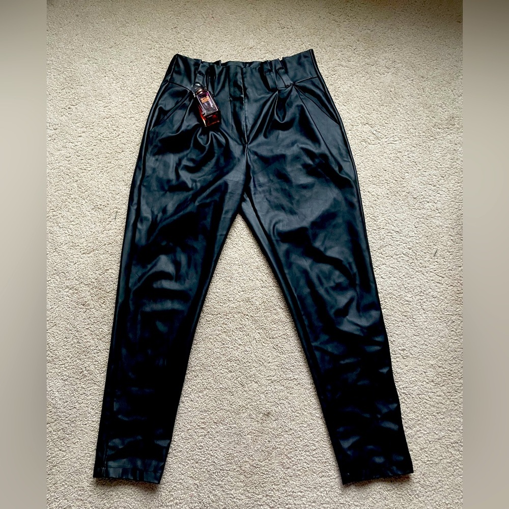 Leather Pleated Waist Pants